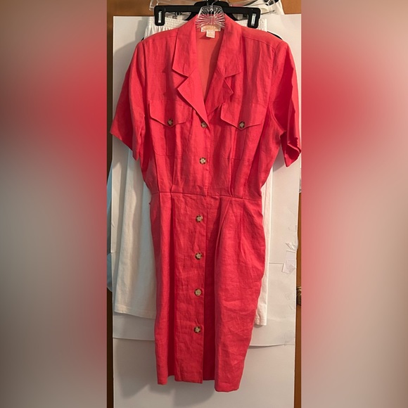 New Brooks Brothers Salmon Belted Linen Dress with Belt Size 10 - Picture 14 of 16